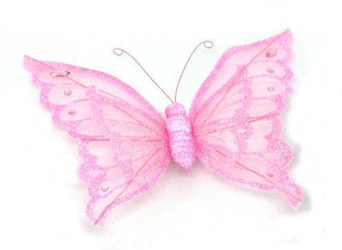 2LAYER GLITTER BFLY 27CM PINK