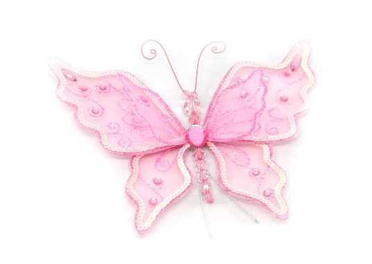 2 LAYER SEQUIN BFLY 27CM PINK