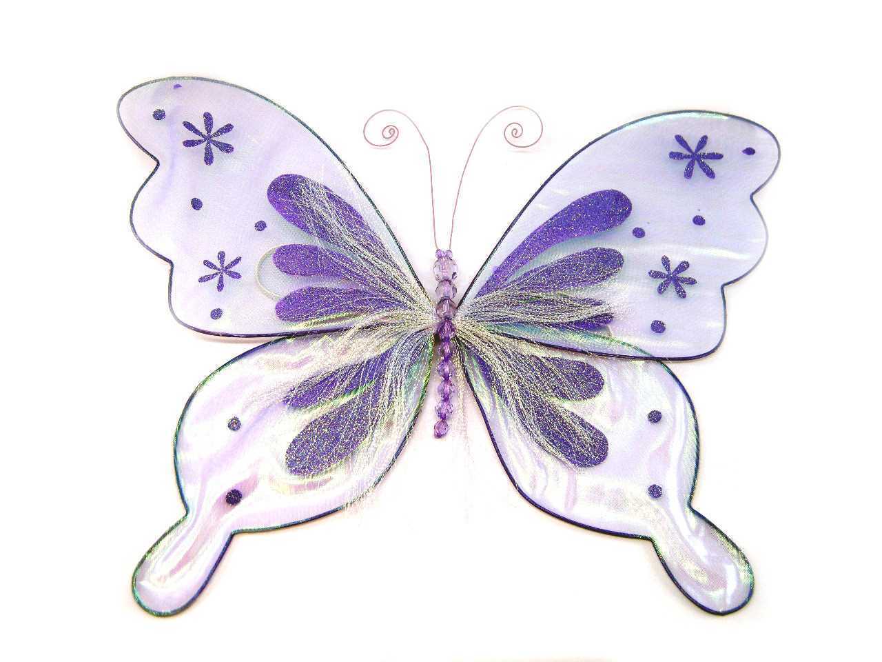 GLOSSY BFLY WING PURPLE45cm