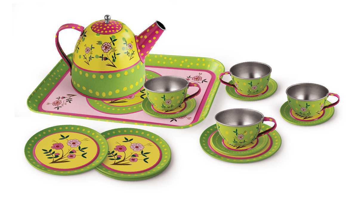 15PCS FLOWER TIN TEA SET