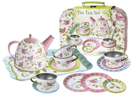 BIRD TIN TEA SET SUITCASE