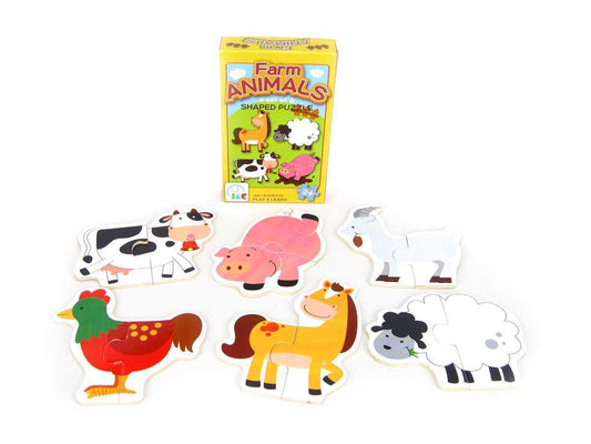 WOODEN FARM ANIMAL PUZZLE 6S