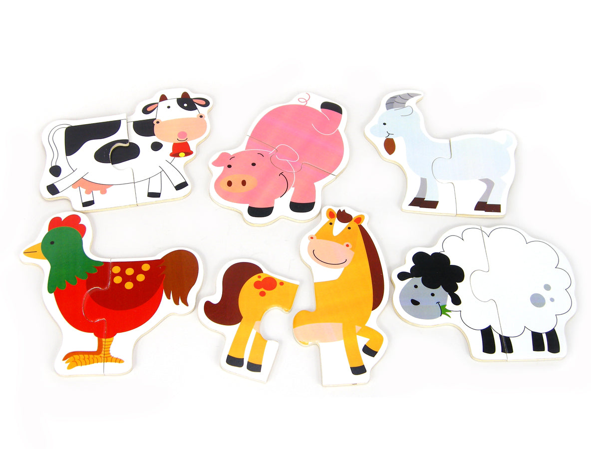 WOODEN FARM ANIMAL PUZZLE 6S