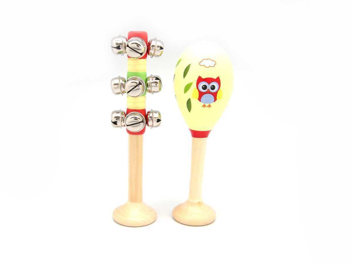 OWL MARACA & BELL STICK SET