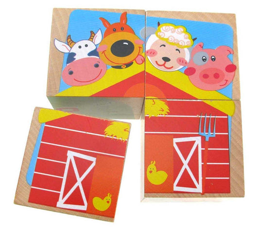 WOODEN CUBE PUZZLE 4PCS