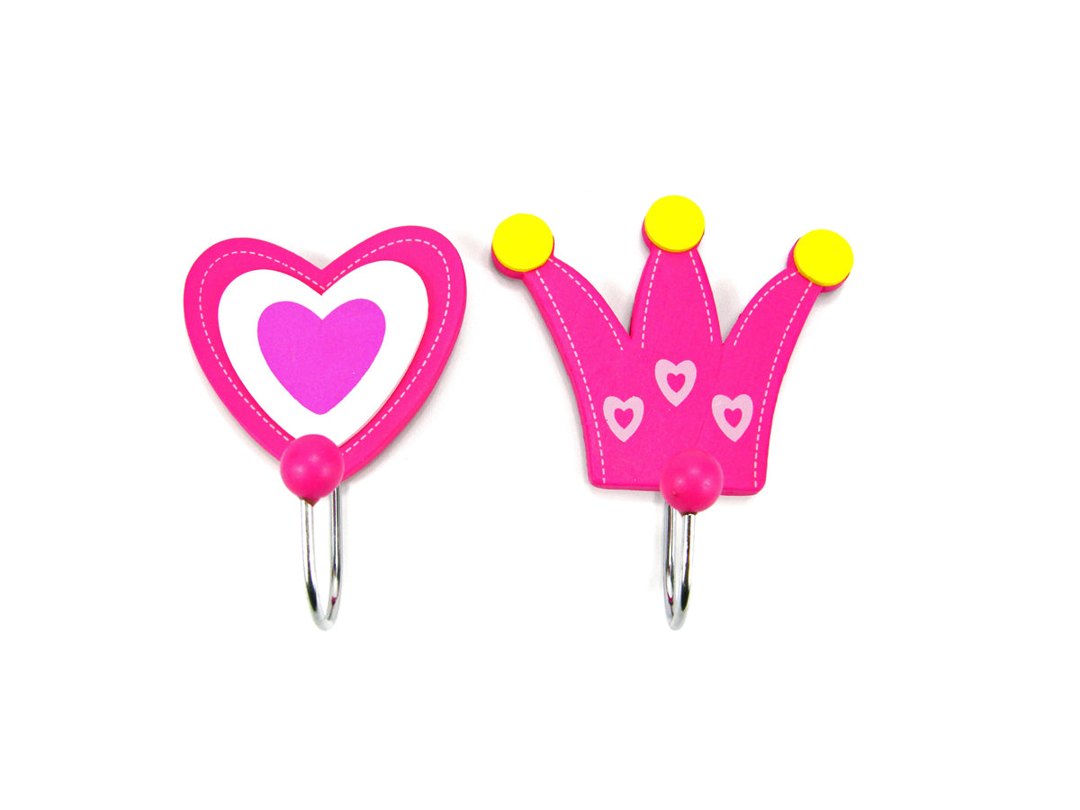 HEART & CROWN WOODEN HOOKS