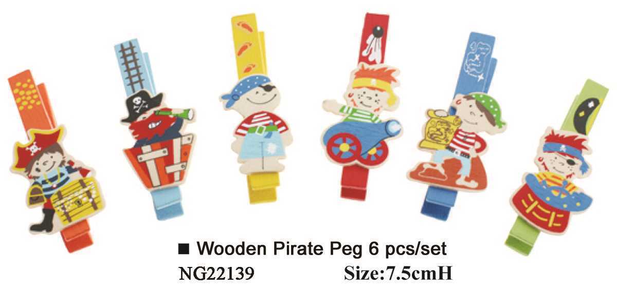 WOODEN PIRATE PEG 6PCS PER SET