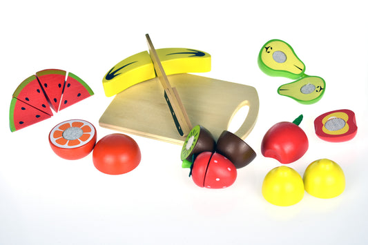 CUTTING FRUITS IN WOODEN TRAY