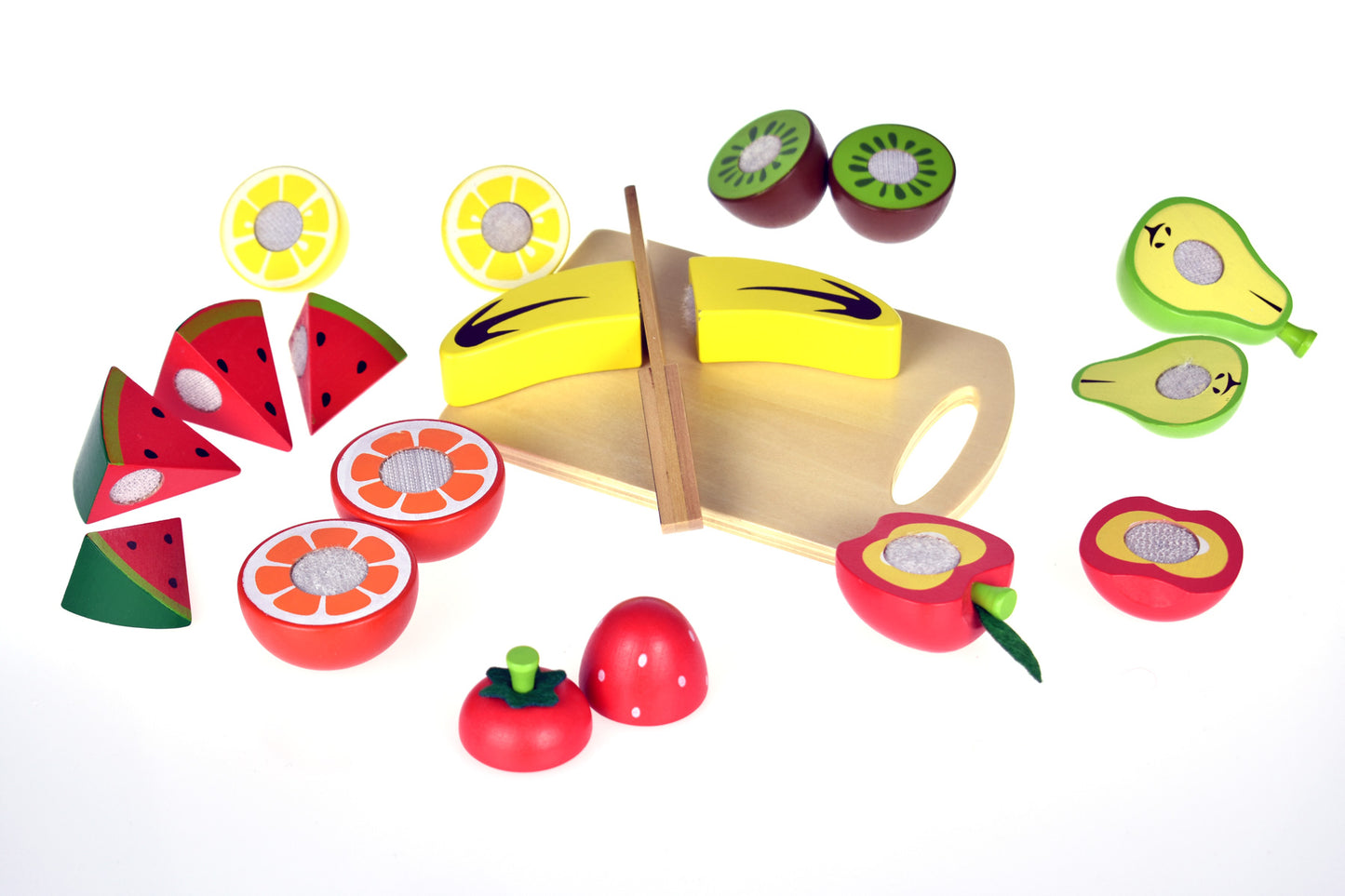 CUTTING FRUITS IN WOODEN TRAY