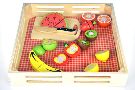 CUTTING FRUITS IN WOODEN TRAY