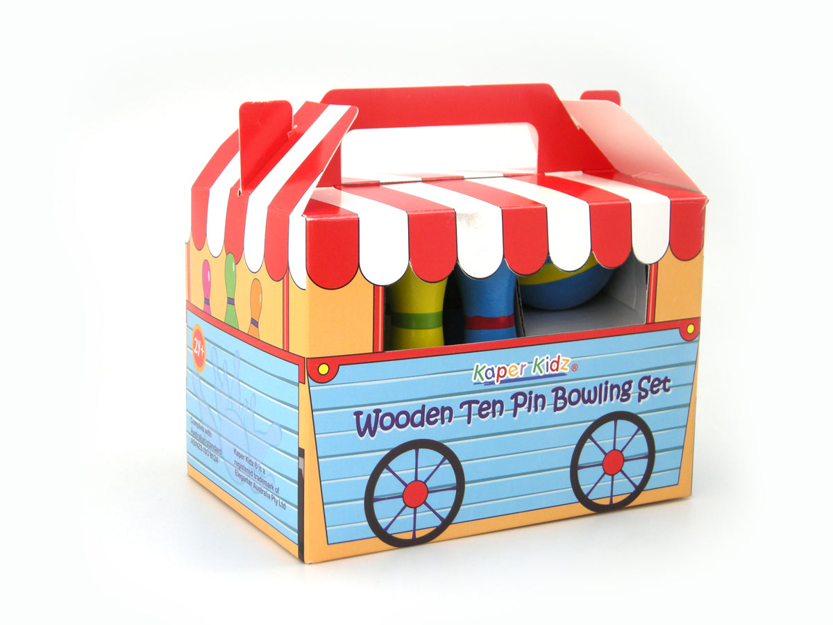 WOODEN TEN PIN BOWLING SET