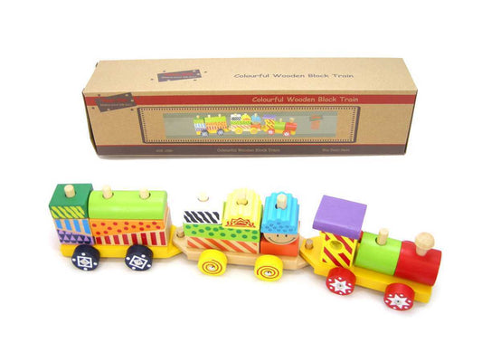 COLOURFUL WOODEN BLOCK TRAIN