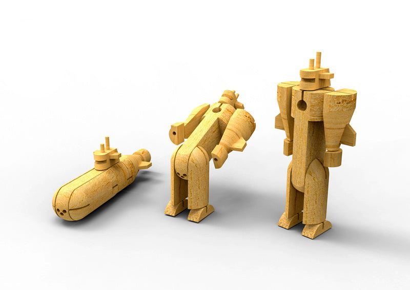 WOODEN TRANSFORMER - SUBMARINE