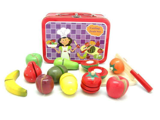 WOODEN FRUIT SET IN CARRY CASE