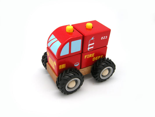 WOODEN BLOCK FIREENGINE RUBBER