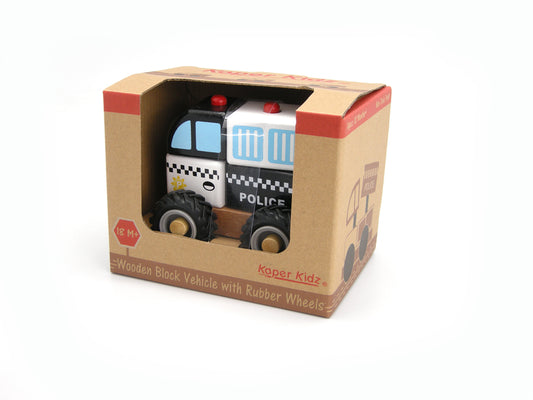 WOODEN BLOCK POLICE RUBBER WHE